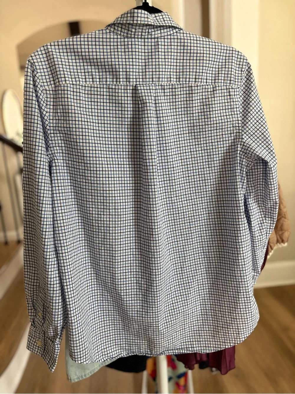 Ralph Lauren Boy’s (XL 18-20) White and Blue Windowpane Button-Down Shirt
